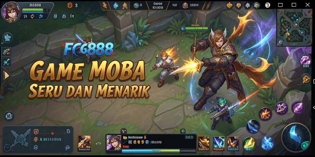 Screenshot gameplay <strong>FC888</strong> yang menampilkan pertarungan seru di arena MOBA.