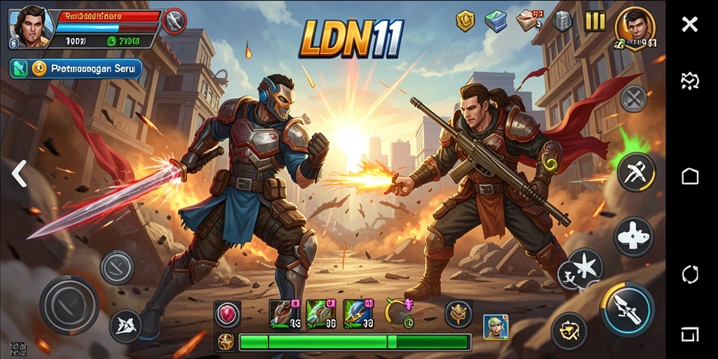 Gameplay LDN11 menunjukkan pertarungan epik antara karakter yang berbeda.
