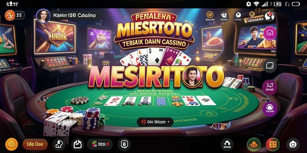 Screenshot utama MESIRTOTO menampilkan dealer profesional dalam permainan Live Casino.