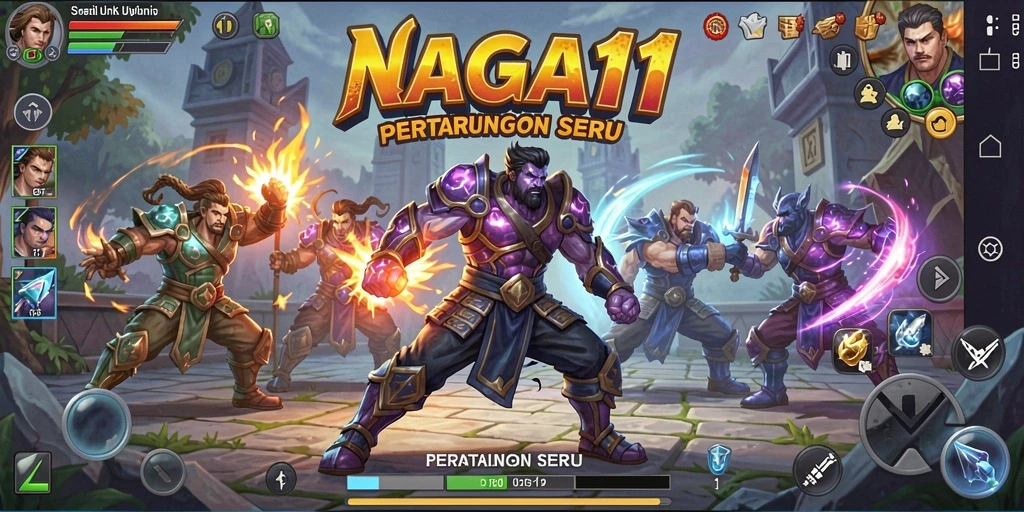 Tampilan screenshot NAGA11 menampilkan karakter beraksi di arena pertarungan.