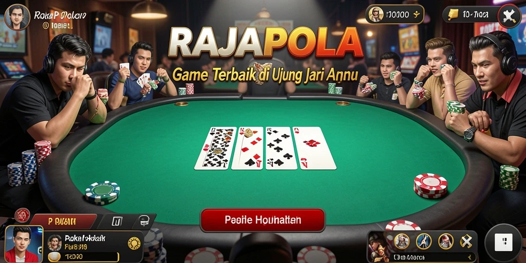 Tampilan utama gameplay seru poker di RAJAPOLA.