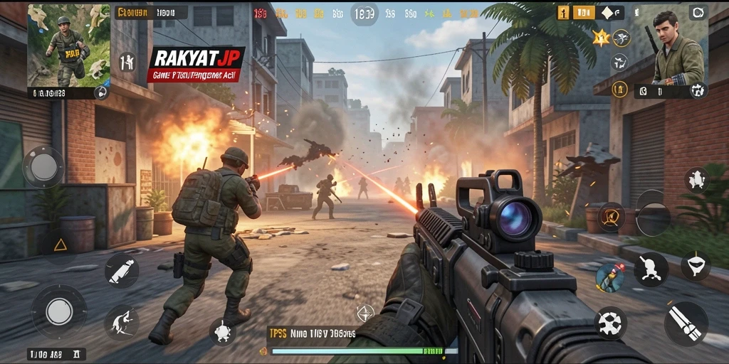 Tampilan gameplay seru RAKYATJP dalam aksi di medan perang.