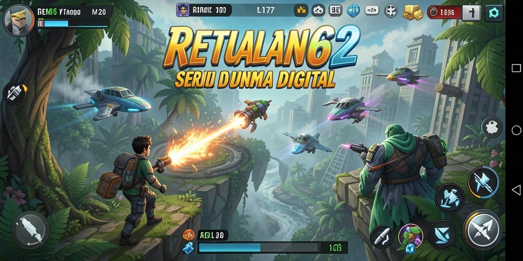 Screenshot utama REMI62 menampilkan aksi seru saat menjelajahi dunia petualangan.