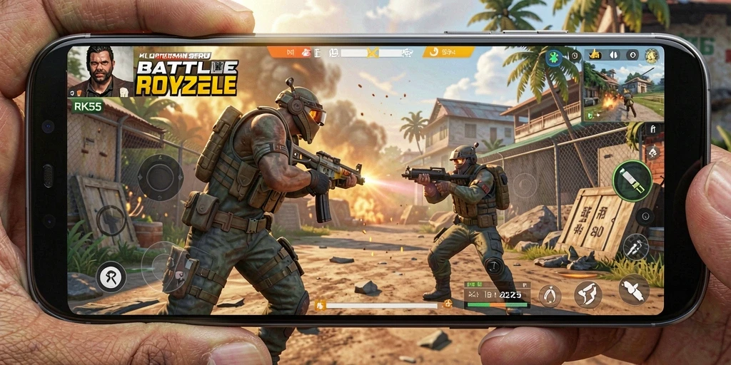 Tampilan gameplay seru dalam pertempuran Battle Royale.