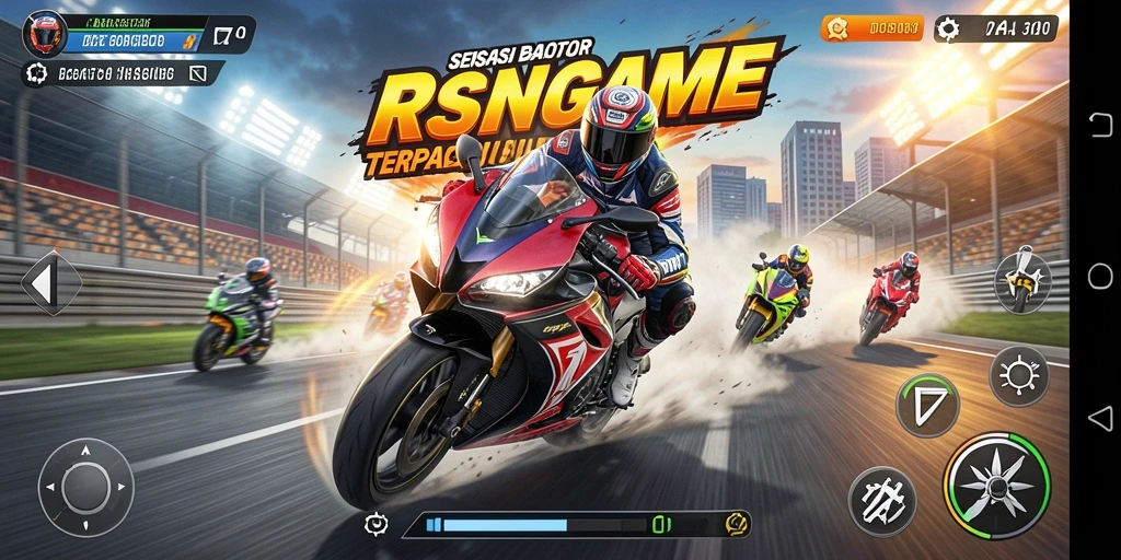 Gameplay RSNGAME yang intens dan mendebarkan di trek balap.