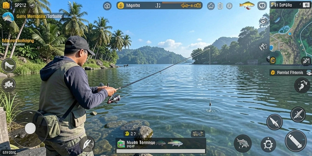 Tampilan gameplay SP212 yang menarik saat memancing berbagai jenis ikan.