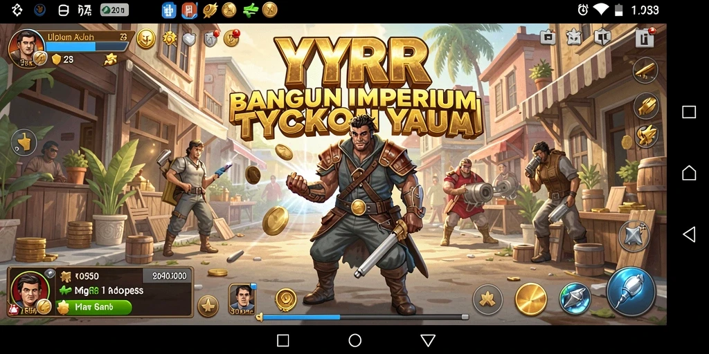 Tangkapan layar utama YYRR menampilkan aksi seru mengelola bisnis Tycoon.