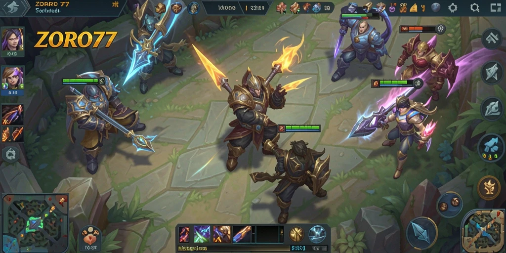 Screenshot ZORO77 menampilkan aksi seru dalam game MOBA.